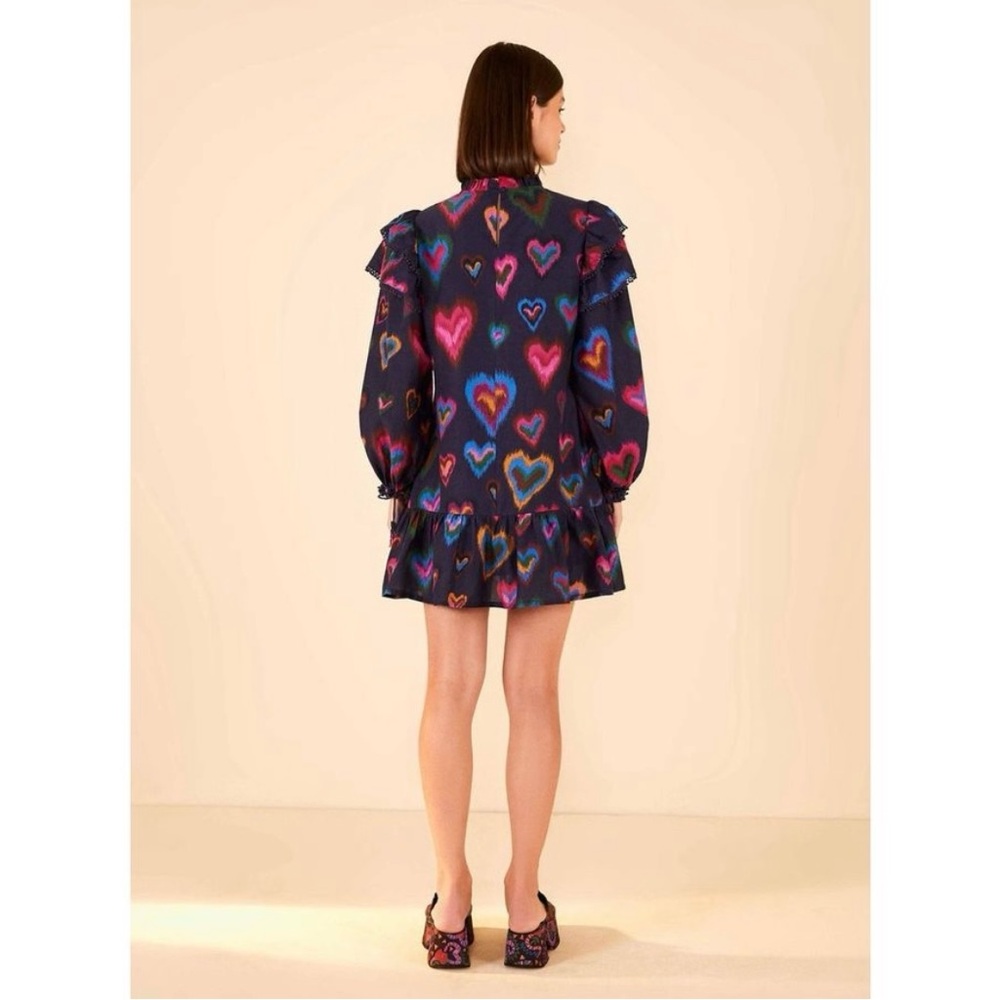 FARM RIO Navy Ikat Dyed Hearts Mini Dress - Picture 3 of 10